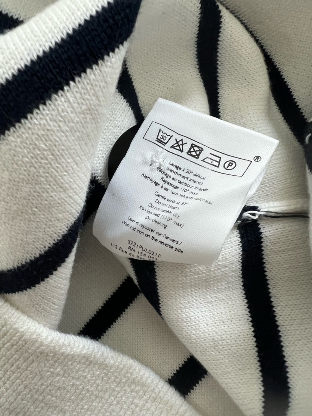 Sezane Alba Cotton Jumper Sweater in Natural Navy XS - Picture 7 of 12
